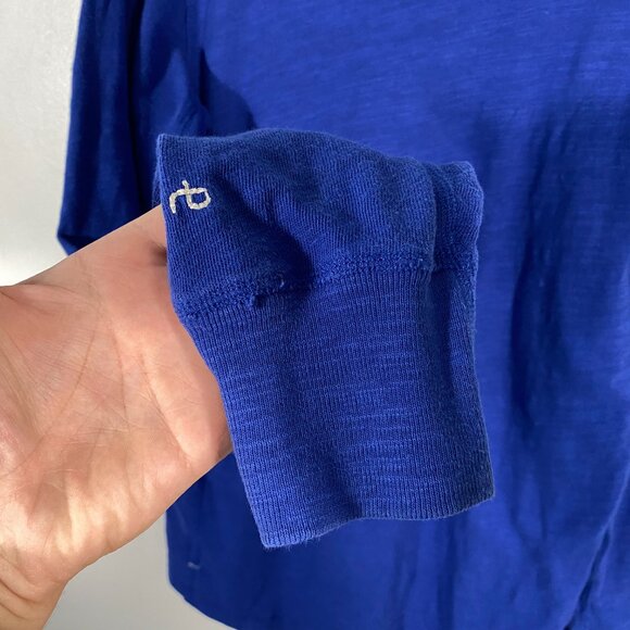 Rag & Bone Standard Issue Raw Hem Royal Blue Long Sleeve Henley shirt men's M - Picture 6 of 7